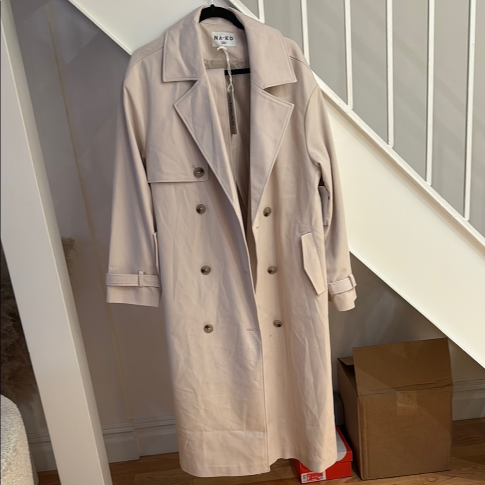 Cream Trench Coat with Classic Design